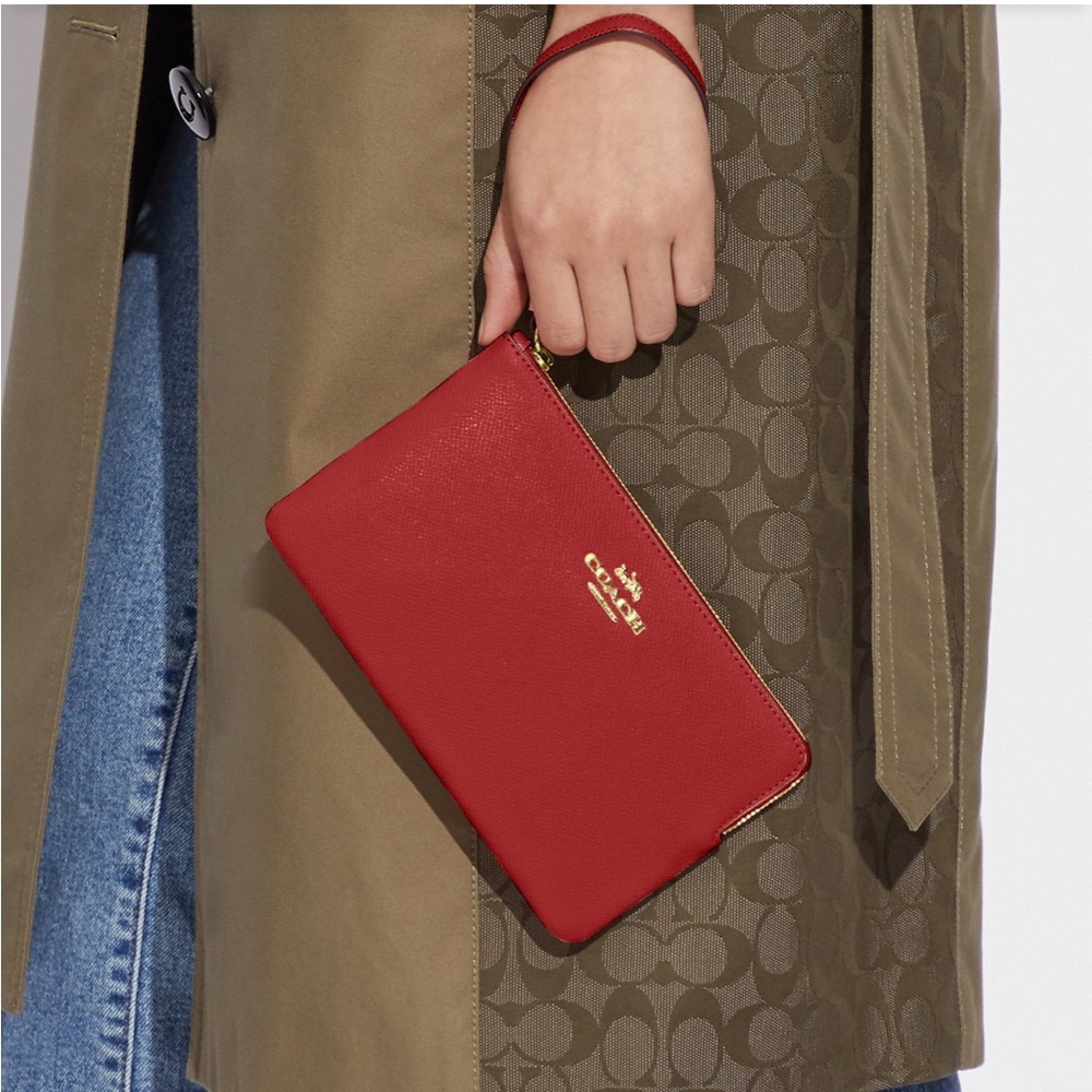 Coach Red Corner-Zip Wristlet